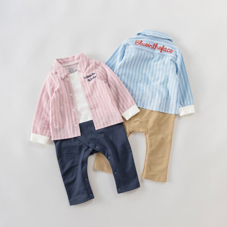 【おそろい】ストライプ柄ロゴ刺しゅう長袖カバーオール | ブランシェス | 詳細画像11 