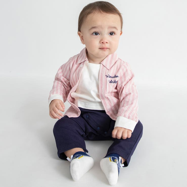 【おそろい】ストライプ柄ロゴ刺しゅう長袖カバーオール | ブランシェス | 詳細画像13 