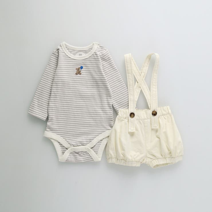アイボリー | 【ベビー／セット】サロペット＆ボディスーツ | ブランシェス