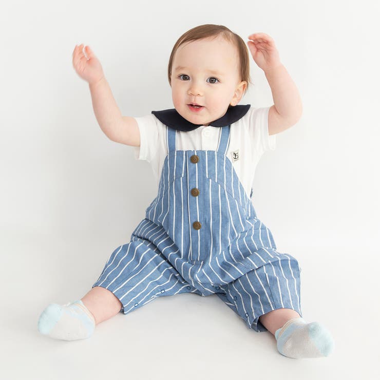 ネイビーブルー | 【ベビー/おそろい】爽やかシャンブレーサロペット | ブランシェス