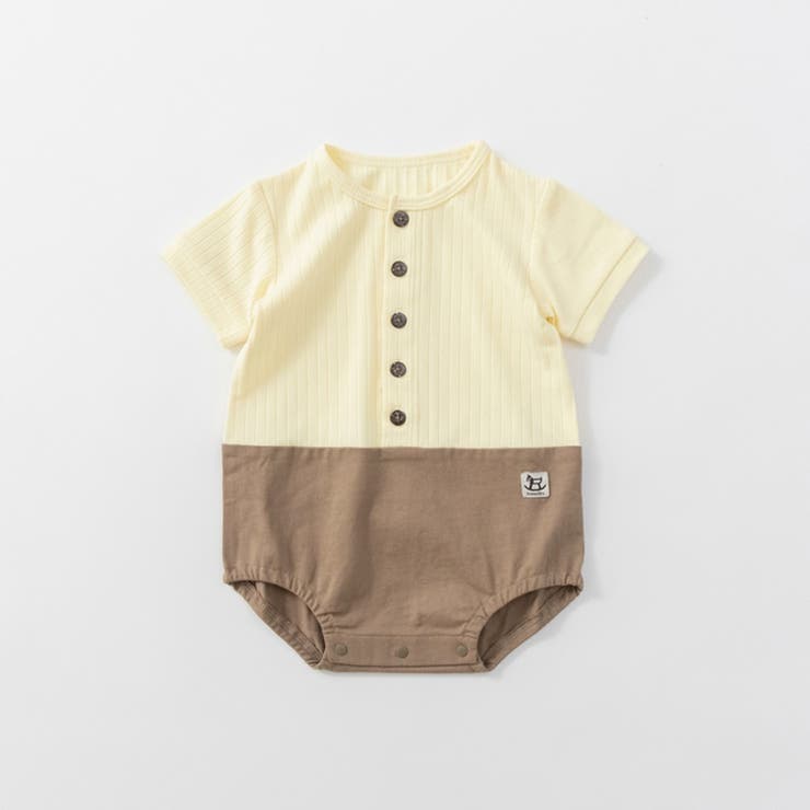 クリーム | リブ半袖カバーオール | ブランシェス