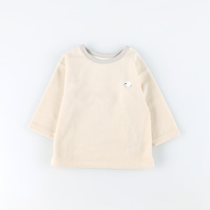 クリーム | 【ベビー/ひつじ刺しゅう】ワッフルフリース長袖Tシャツ | ブランシェス