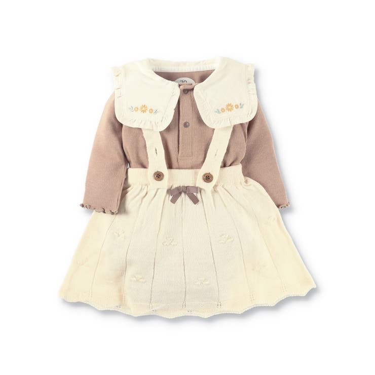 アイボリー | 【ベビー】サスペンダー付きニットスカート+ボディスーツセット | ブランシェス