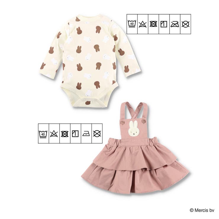 ベビー miffy ミッフィー】フリルジャンパースカート+総柄ボディスーツ