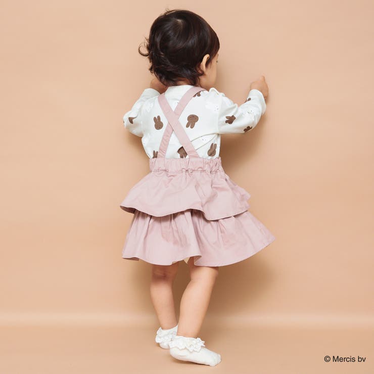 フリルジャンパースカート+総柄ボディスーツセット[品番