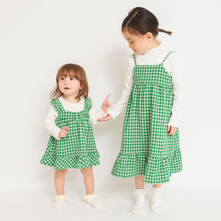【新品】ギンガムチェック　長袖カバーオールfamilia 70 ベビー/お揃い】ギンガムチェックドッキングカバーオール[品番