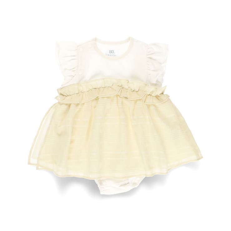 イエロー | 【おそろい】シャドーチェックカバーオール/綿100%/ワンピース | ブランシェス