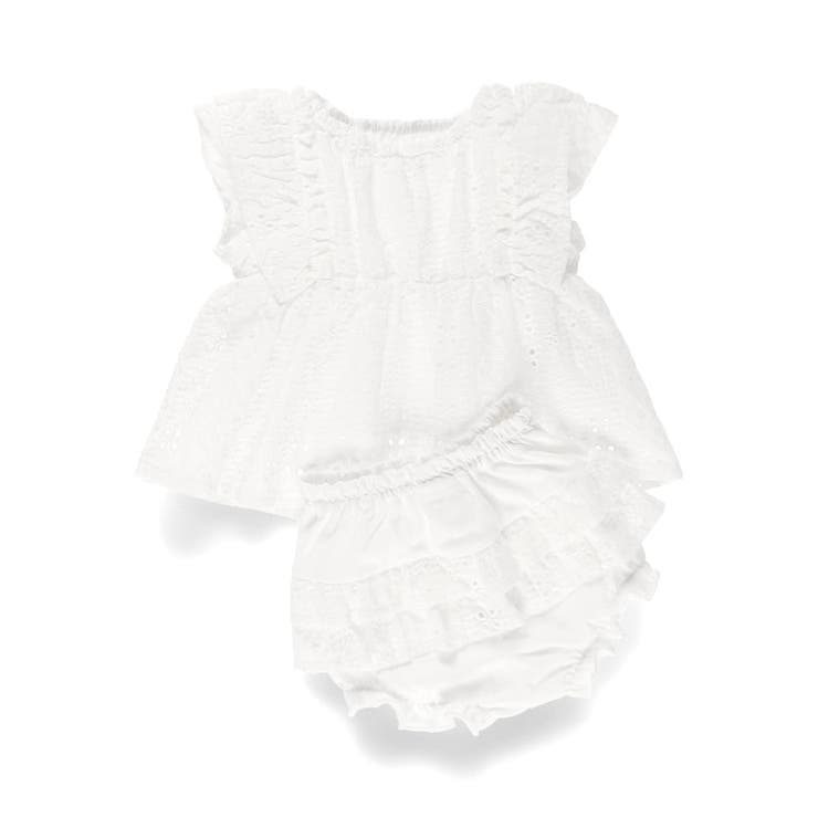 【キッズとおそろい】スカラップ刺繍トップス＆ボトムスセット 夏 | ブランシェス | 詳細画像2 