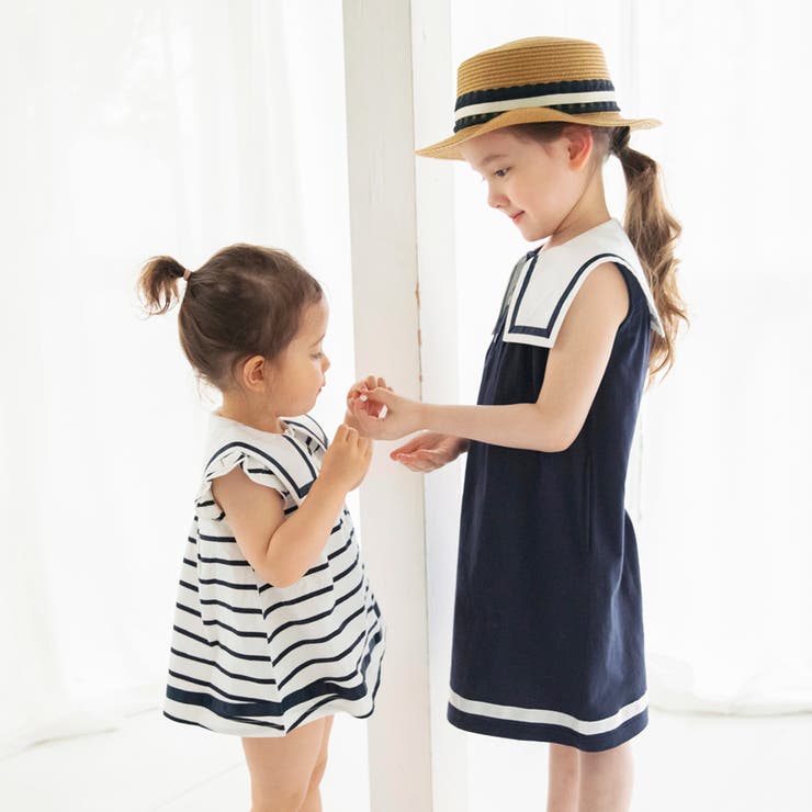 【おそろい】セーラー襟トップス&ボトムスセット ボーダー | ブランシェス | 詳細画像3