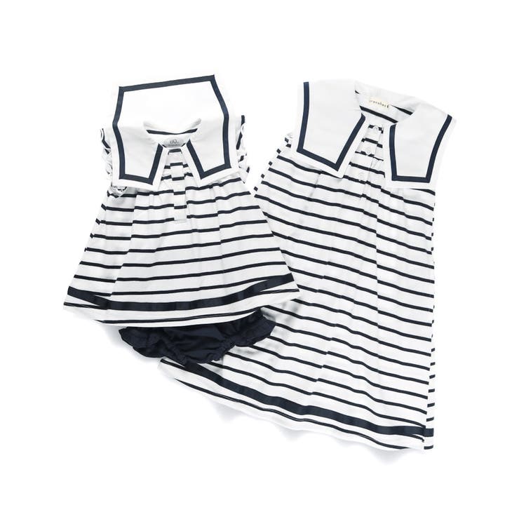 【おそろい】セーラー襟トップス&ボトムスセット ボーダー | ブランシェス | 詳細画像4