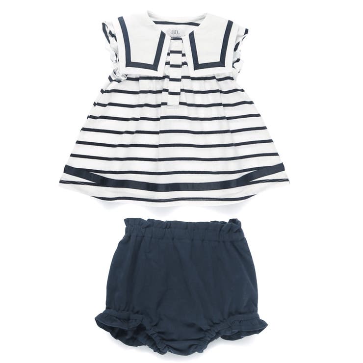 【おそろい】セーラー襟トップス&ボトムスセット ボーダー | ブランシェス | 詳細画像5