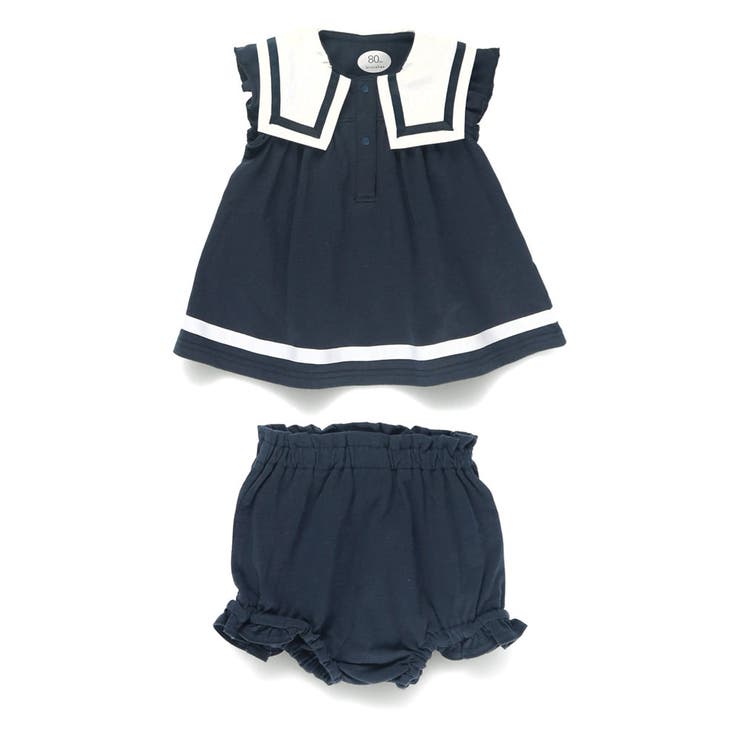 【おそろい】セーラー襟トップス&ボトムスセット ボーダー | ブランシェス | 詳細画像7