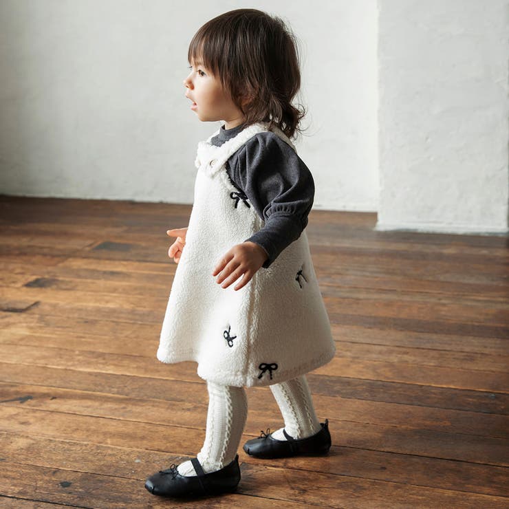 リボン総柄刺しゅうボアジャンパースカート リンクコーデ おそろい | ブランシェス | 詳細画像5 