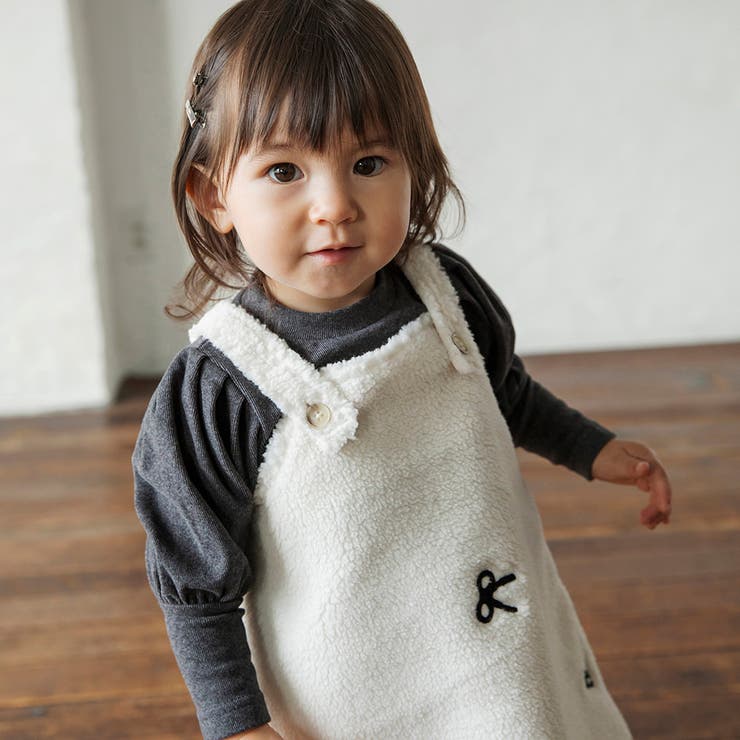 リボン総柄刺しゅうボアジャンパースカート リンクコーデ おそろい | ブランシェス | 詳細画像7 