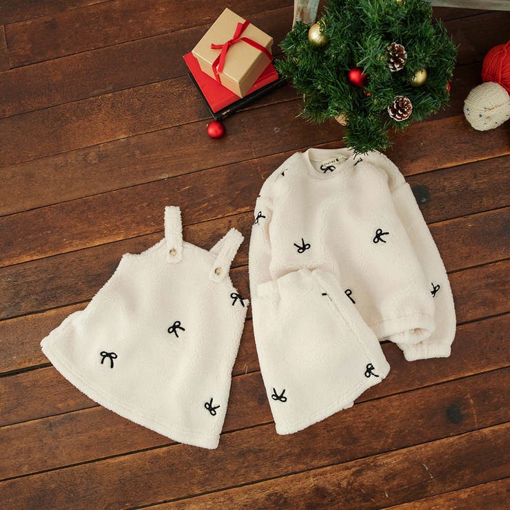 リボン総柄刺しゅうボアジャンパースカート リンクコーデ おそろい | ブランシェス | 詳細画像8 