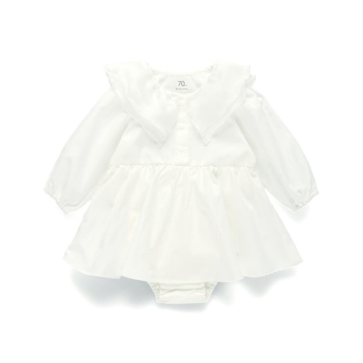 オフホワイト | 【おそろい】シフォン襟カバーオール | ブランシェス