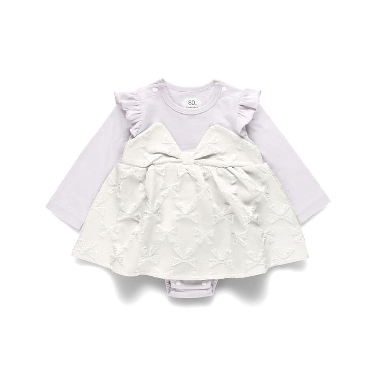 アイボリー | 【おそろい】リボン柄ドッキングカバーオール | ブランシェス