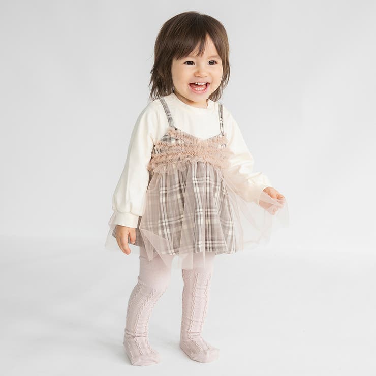 ピンク | 【おそろい】チェック柄ジャンパースカート風カバーオール | ブランシェス