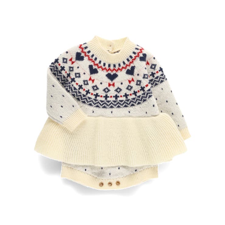 【マシンウォッシャブル】ノルディック風ハート柄カバーオール | ブランシェス | 詳細画像2 