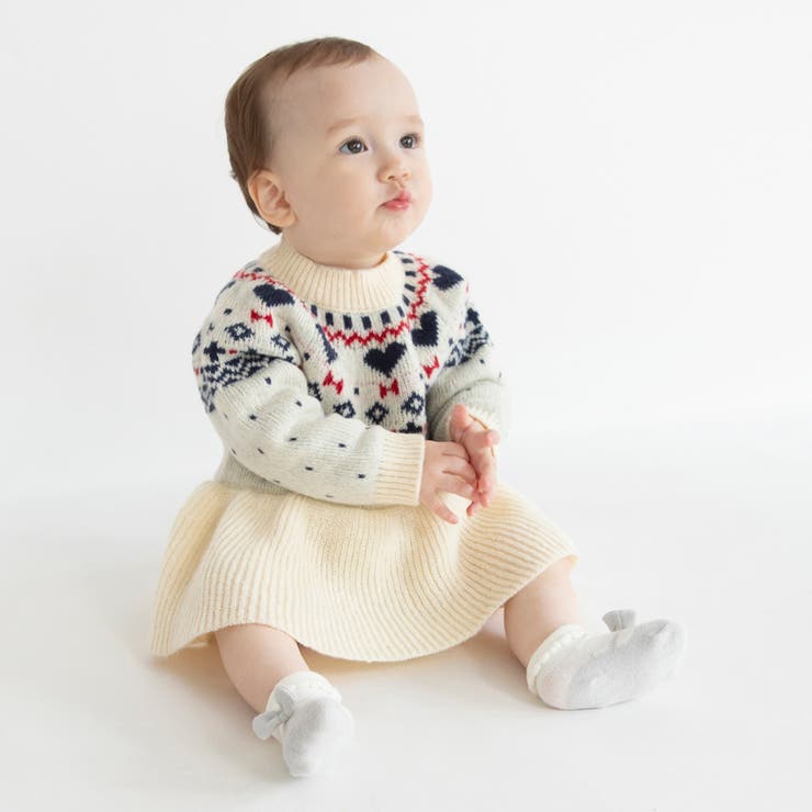 アイボリー | 【マシンウォッシャブル】ノルディック風ハート柄カバーオール | ブランシェス