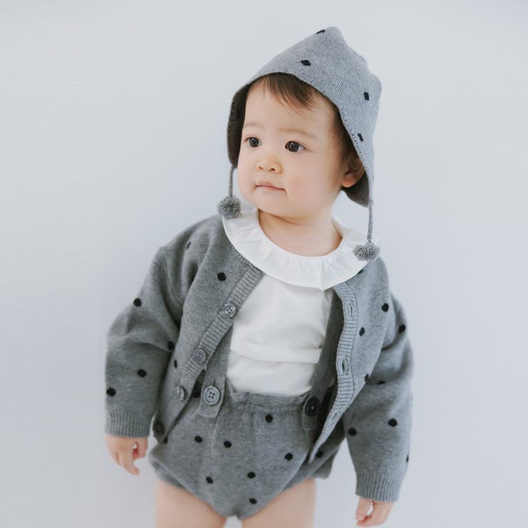 杢グレー | 【WEB先行】【b.+A】金子綾/ベビー ニット カーディガン おそろい | ブランシェス