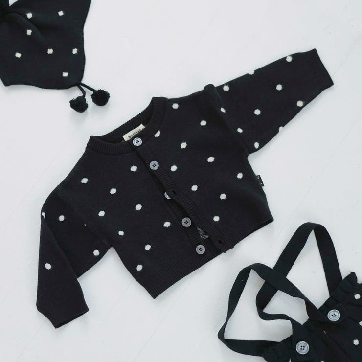 ブラック | 【WEB先行】【b.+A】金子綾/ベビー ニット カーディガン おそろい | ブランシェス