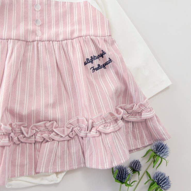 【おそろい】ストライプ柄ロゴ刺しゅうカバーオール | ブランシェス | 詳細画像14 