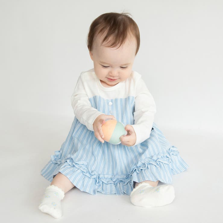 【おそろい】ストライプ柄ロゴ刺しゅうカバーオール | ブランシェス | 詳細画像4 