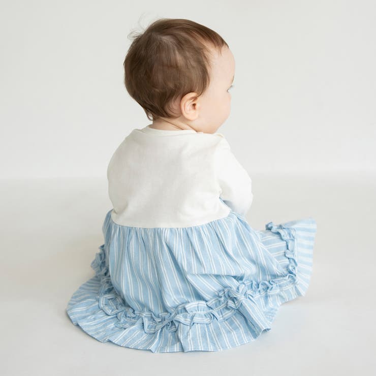 【おそろい】ストライプ柄ロゴ刺しゅうカバーオール | ブランシェス | 詳細画像5 