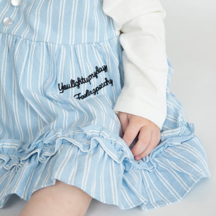 【おそろい】ストライプ柄ロゴ刺しゅうカバーオール | ブランシェス | 詳細画像6 