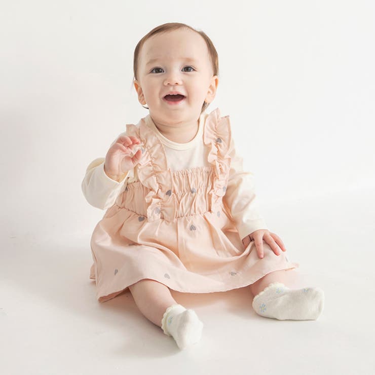 ピンク | ハート柄刺しゅうカバーオール | ブランシェス