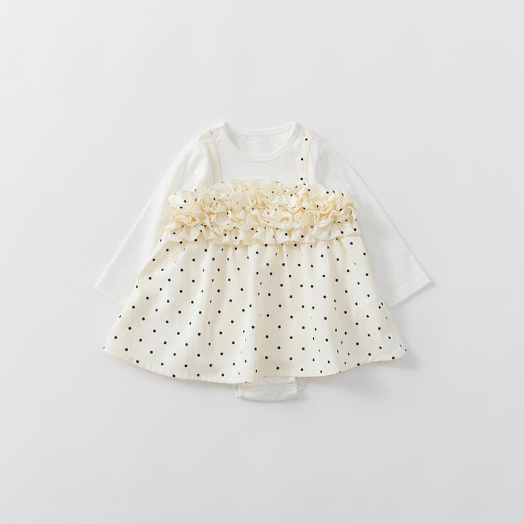 アイボリー | 【おそろい】胸フリルカバーオール | ブランシェス