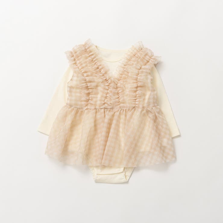 アイボリー | チュールベストカバーオールセット | ブランシェス