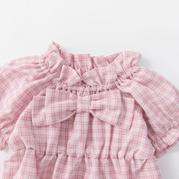 リボン付きチェック柄カバーオール | ブランシェス | 詳細画像3 