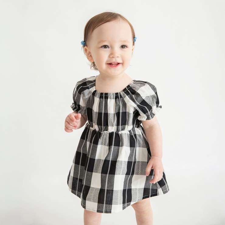 ブラック | 【おそろい】ブロックチェックカバーオール | ブランシェス