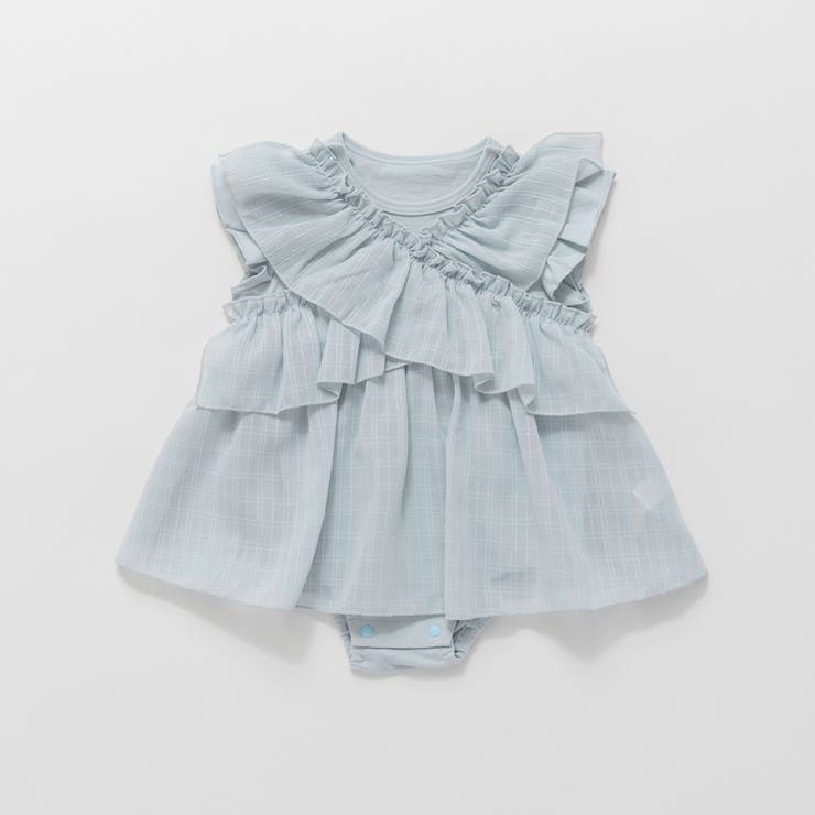 サックス | 【おそろい】フリルクロスカバーオール | ブランシェス