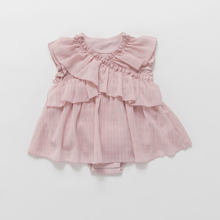 ピンク | 【おそろい】フリルクロスカバーオール | ブランシェス