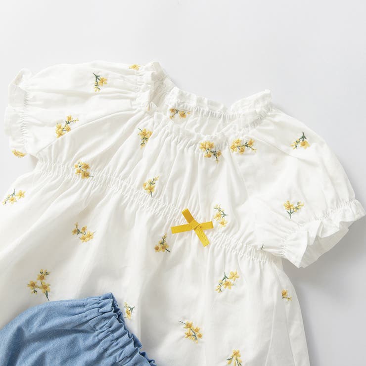 【おそろい】花刺しゅうトップス＆ブルマ セット ベビー | ブランシェス | 詳細画像2 