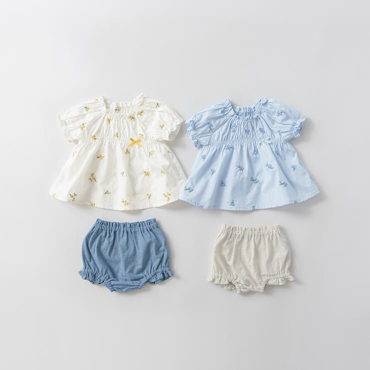 【おそろい】花刺しゅうトップス＆ブルマ セット ベビー | ブランシェス | 詳細画像9 