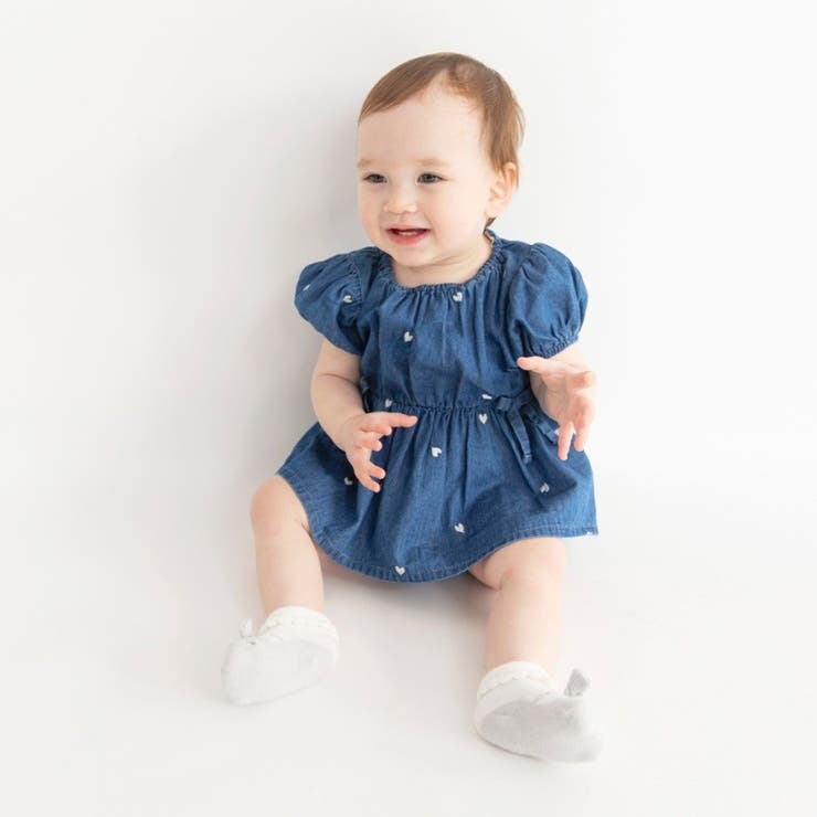 【おそろい】ハート刺しゅうデニムトップス＆ブルマセット | ブランシェス | 詳細画像1 