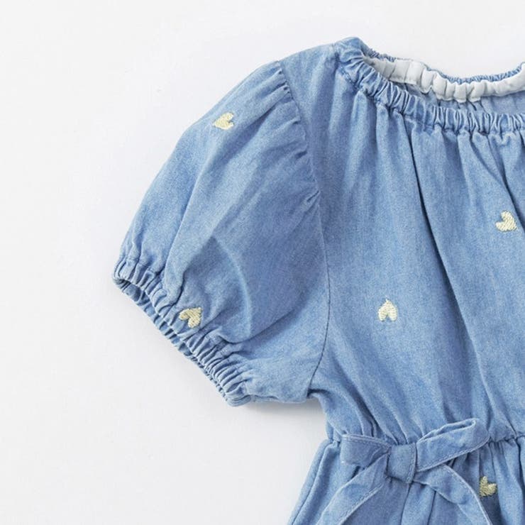 【おそろい】ハート刺しゅうデニムトップス＆ブルマセット | ブランシェス | 詳細画像4 