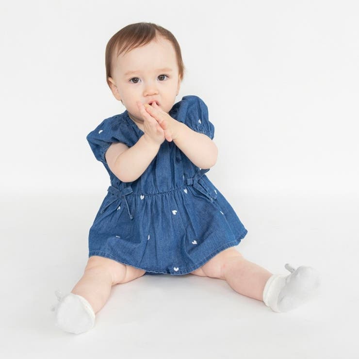 【おそろい】ハート刺しゅうデニムトップス＆ブルマセット | ブランシェス | 詳細画像8 