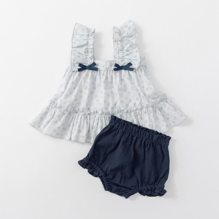 サックス | 肩フリルチュニック＆ブルマセット | ブランシェス