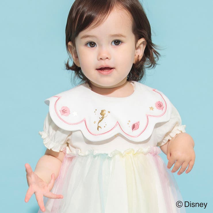 Disney】リトルマーメイド：アリエルシルエットスカラップスタイ 子供