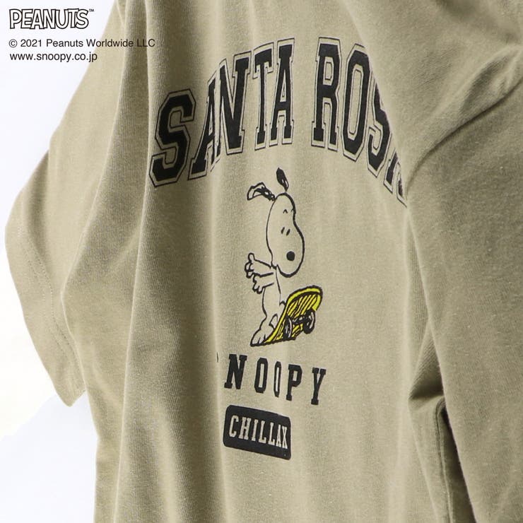 PEANUTS】スヌーピー重ね着風フード付き長袖Tシャツ ロンT[品番 