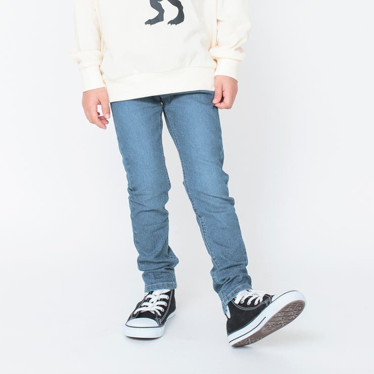 サックス | 【プレミアムストレッチ】デニムロングパンツ 子供服 キッズ | ブランシェス