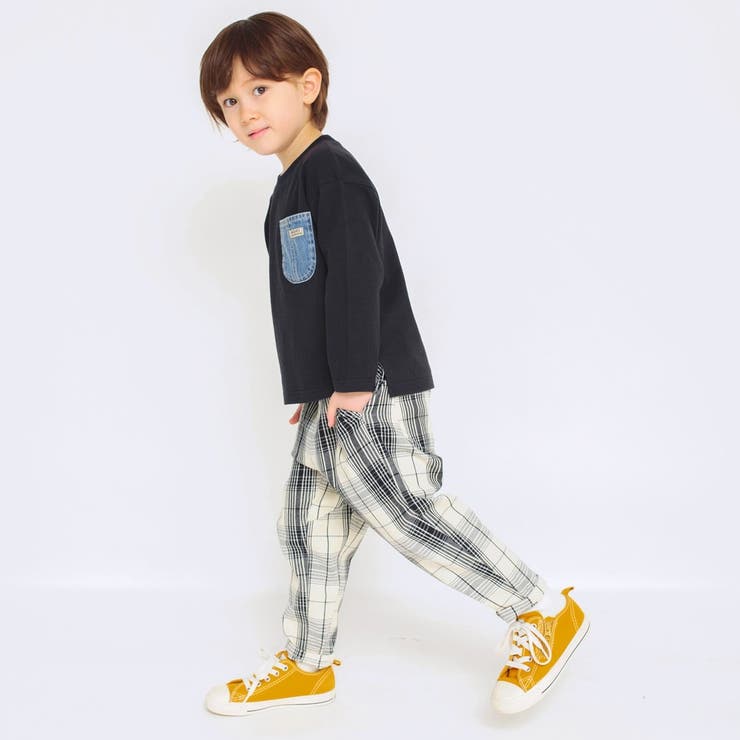 アイボリー | 【ガーデナー】チェック柄テーパードパンツ | ブランシェス