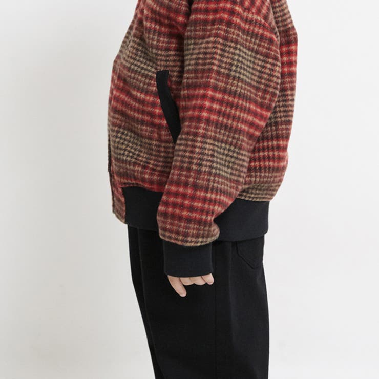 お揃い】シャギーチェック柄ボンバージャケット[品番：BRSK0007899