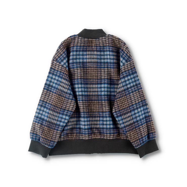 お揃い】シャギーチェック柄ボンバージャケット[品番：BRSK0007899
