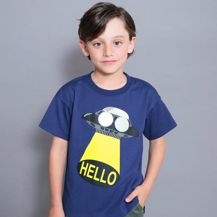 ネイビーブルー | 【Dear Planet】吸水速乾／かくれんぼUMA 半袖Tシャツ/ギミックT | ブランシェス